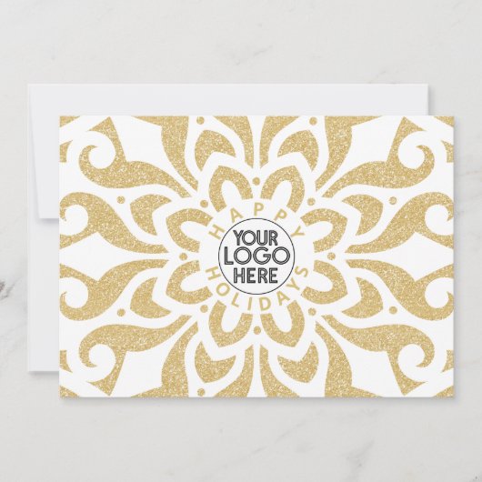 Prettige feestdagen Zakelijke Logo Sneeuwvlok Goud Feestdagenkaart (Voorkant)