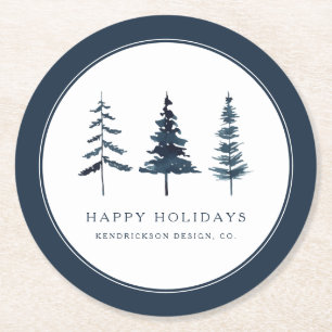 prettige feestdagen zakelijke Waterverf Ronde Kartonnen Onderzetter