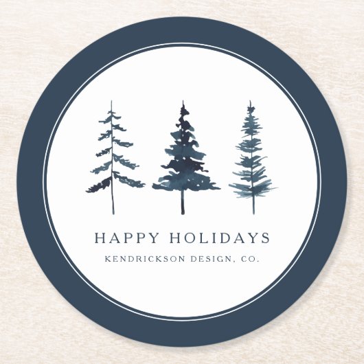 prettige feestdagen zakelijke Waterverf Ronde Kartonnen Onderzetter (Voorkant)