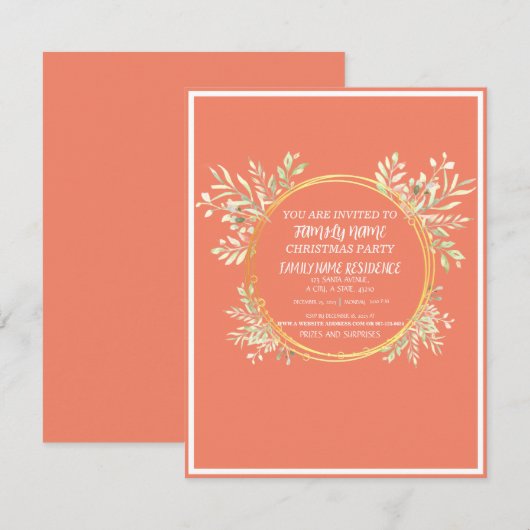 PRETTIGE FEESTDAGEN ZALM ROZE VROLIJK KERSTFEEST KAART (Voorkant / Achterkant)