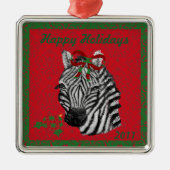  Prettige feestdagen Zebra Metalen Ornament (Voorkant)