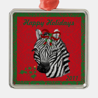 Prettige feestdagen Zebra Metalen Ornament