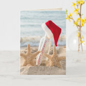 prettige feestdagen zeester met bericht op fles kaart (Gele Bloem)