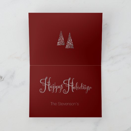 Prettige Feestdagen Zilveren Boom Script Naam Eleg (Binnen)