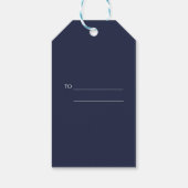 Prettige feestdagen Zilveren folie en navy Blue Cadeaulabel (Achterkant)