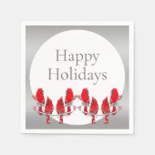 Prettige feestdagen Zilveren Rode Kardinaal Servet (Voorkant)