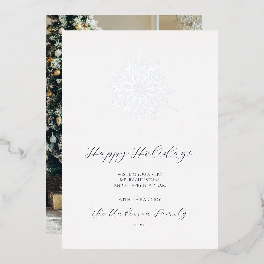 Prettige feestdagen Zilveren sneeuwvlok (Voorkant / Achterkant)