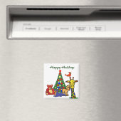 Prettige feestdagen ZW- Cartoon Magneet (Insitu (Vaatwasser))