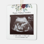 Prettige feestdagen Zwangerschap Sonogram Floral Keramisch Ornament (Links)