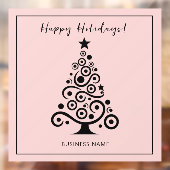 Prettige Feestdagen Zwarde Kerstboom op Licht Roze Raamsticker (Vel 2)