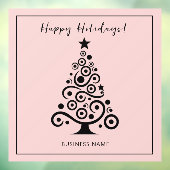 Prettige Feestdagen Zwarde Kerstboom op Licht Roze Raamsticker (Vel 3)