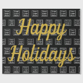 Prettige feestdagen Zwart en Goud Script Business Cadeaupapier (Vlak)