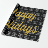 Prettige feestdagen Zwart en Goud Script Business  Cadeaupapier (Uitgerold)