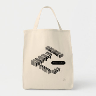 prettige feestdagen, zwart en wit tote bag