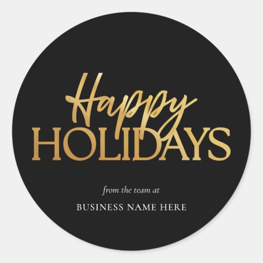Prettige feestdagen Zwart Goud Business Kerstmis Ronde Sticker (Voorkant)