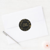 Prettige feestdagen Zwart Goud Ronde Sticker (Envelop)