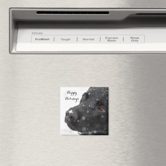 Prettige feestdagen Zwart Labrador Magneet (Insitu (Vaatwasser))