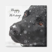 Prettige feestdagen Zwart Labrador Magneet (Voorkant)