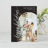 Prettige feestdagen Zwart minimalistisch Feestdagenkaart (Staand voorkant)