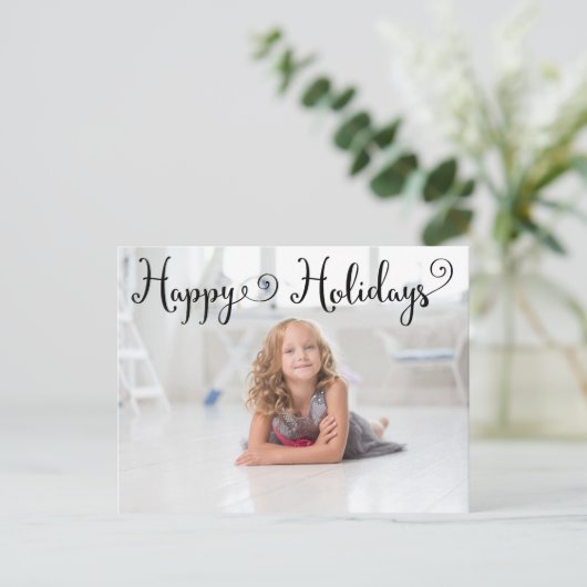 Prettige feestdagen Zwart script - Post Kaart (Staand voorkant)