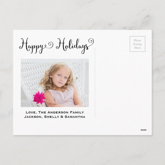 Prettige feestdagen Zwart script - Post Kaart (Achterkant)