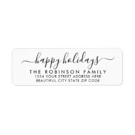 Prettige feestdagen Zwart Script Retouradreslabel Etiket