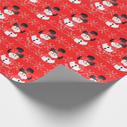 Prettige feestdagen Zwart wit en rood Cadeaupapier (Hoek)