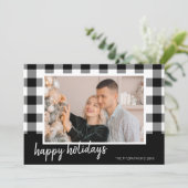 Prettige feestdagen Zwart-wit "?" Foto Kerstmis Feestdagenkaart (Staand voorkant)