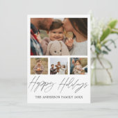 Prettige feestdagen Zwart & Wit Fotocollage Xmas Feestdagenkaart (Staand voorkant)