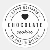 Prettige feestdagen Zwart & Wit Hart Zelfgemaakte  Ronde Sticker (Voorkant)