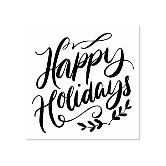 Prettige feestdagen Zwart-wit kalligrafie Rubberstempel (Afrduk)