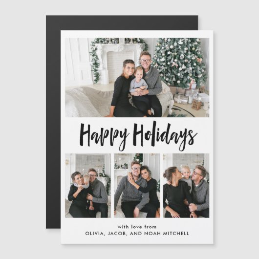 prettige feestdagen | Zwart-wit multi-fotonet (Voorkant / Achterkant)