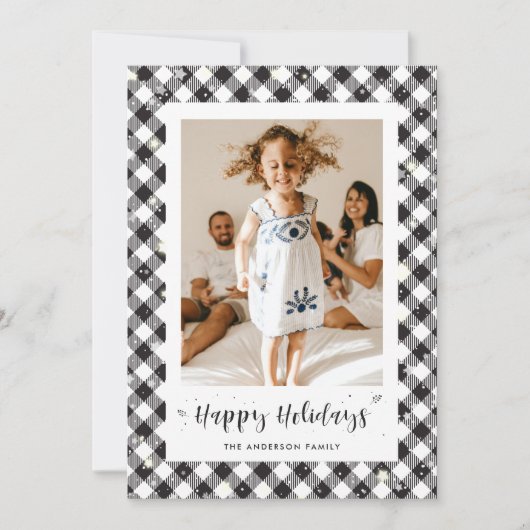 Prettige feestdagen Zwart Wit Plaid Foto © Kaart (Voorkant)