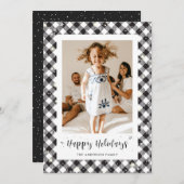 Prettige feestdagen Zwart Wit Plaid Foto © Kaart (Voorkant / Achterkant)