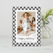 Prettige feestdagen Zwart Wit Plaid Foto © Kaart (Staand voorkant)