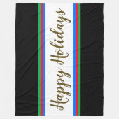 PRETTIGE FEESTDAGEN Zwart Wit Rood Groene Strepen Fleece Deken (Voorkant)