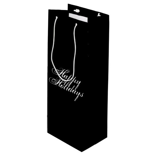 prettige feestdagen zwart wit script elegant wijn cadeautas (Voorkant Gekanteld)