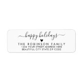 Prettige feestdagen Zwart Wit - Teruggaveadres scr Etiket (Voorkant)