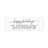Prettige feestdagen Zwart-wit teruggaveadres van s Etiket (Voorkant)