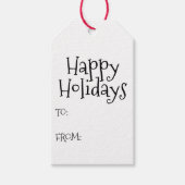 prettige feestdagen zwart wit tot blanco schattig cadeaulabel (Voorkant)