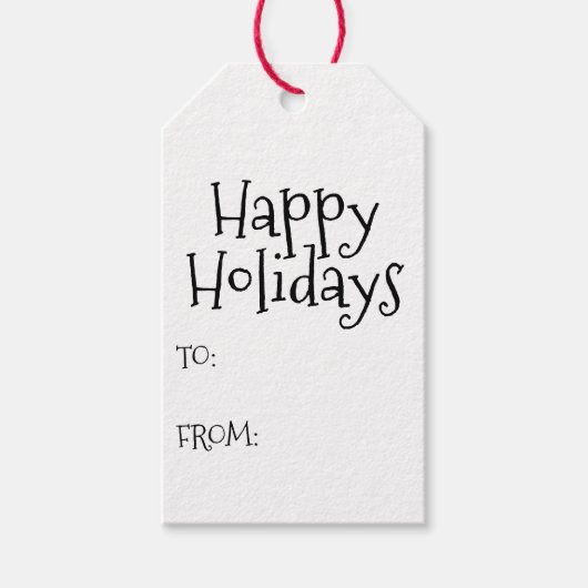 prettige feestdagen zwart wit tot blanco schattig cadeaulabel (Voorkant)