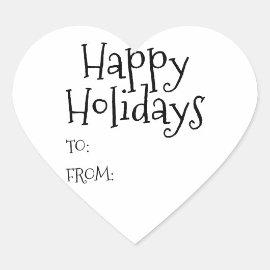 prettige feestdagen zwart wit tot blanco schattig hart sticker (Voorkant)
