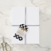 PRETTIGE FEESTDAGEN Zwarte Buffel Plaid Gouden Boo Cadeaulabel (Met Touw)