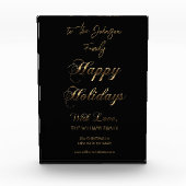 prettige feestdagen zwarte en gouden kerst fotoblokken (Voorkant)