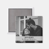 prettige feestdagen zwarte en witte elegante keepa magneet (Voorkant / Achterkant)