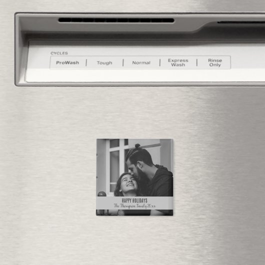 prettige feestdagen zwarte en witte elegante keepa magneet (Insitu (Vaatwasser))