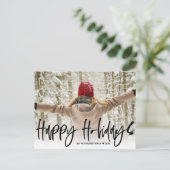 prettige feestdagen zwarte kalligrafie briefkaart (Staand voorkant)