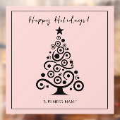 Prettige Feestdagen Zwarte Kerstboom op Licht Roze Raamsticker (Vel 2)