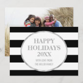 Prettige feestdagen Zwarte strepen Zilver Feestdagenkaart (Voorkant / Achterkant)