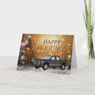 Prettige feestdagen Zwarte vrachtwagen Kerstmis Wi Kaart
